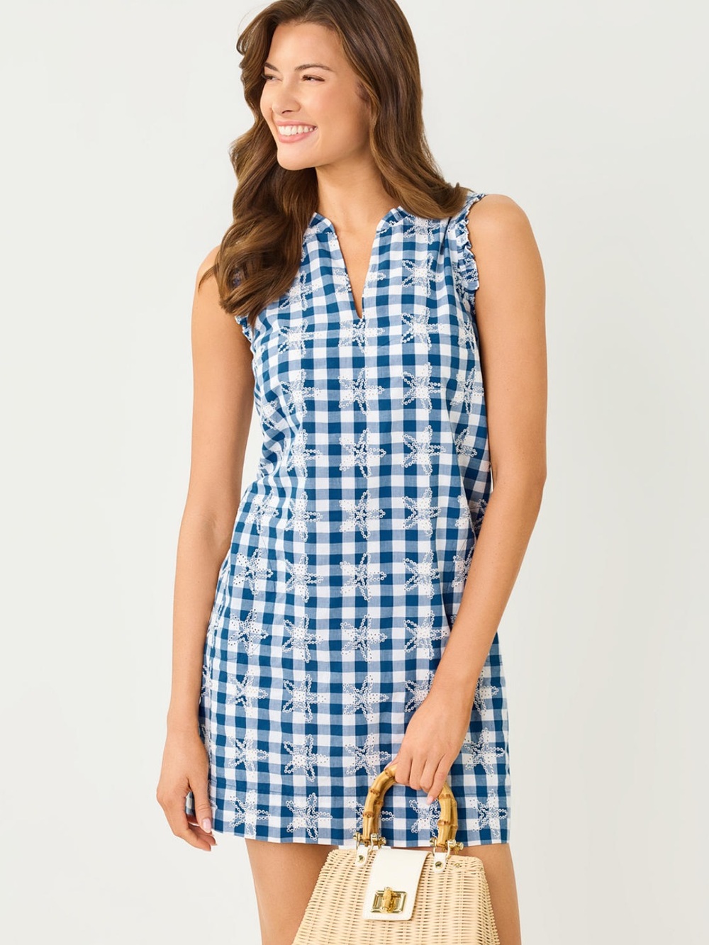 Kamala Blue Gingham Sleeveless Dress